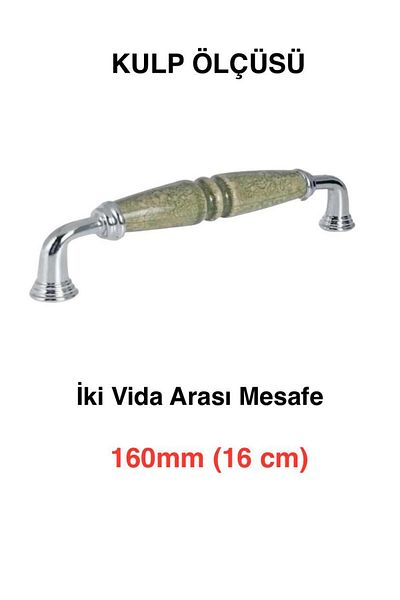 Porcellana Perla (16 cm)-Green-Porcelain Cabinet Drawer Kitchen Bathroom Furniture Handle Handle Kulb Kulb Inci160Mm-Stk0808