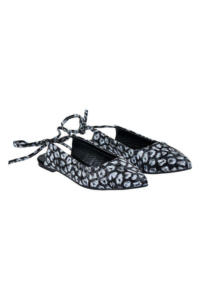 NOOSY Balerini de damă din piele naturală alb-negru