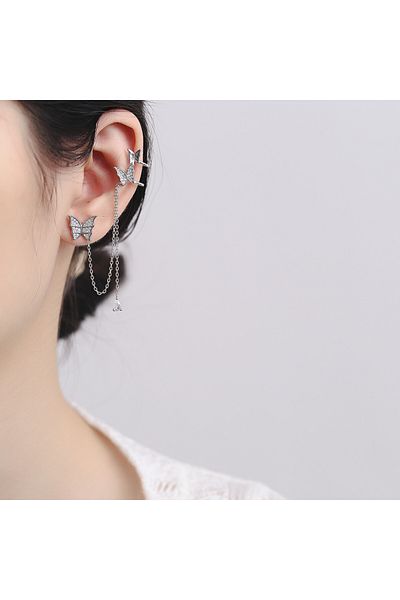 delis Cercei Argint 925, Jw808, Model Fluture, Placati Cu Rodiu