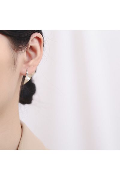 delis Cercei Argint 925, Jw833, Model Perla, Placati Cu Rodiu