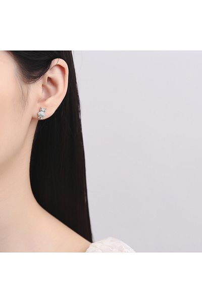 delis 925 Silver Earrings, Jw694, Owl Pattern, Rhodium Plated