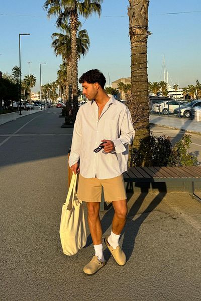 Flaw Wear Striped Beige Oversize Shirt