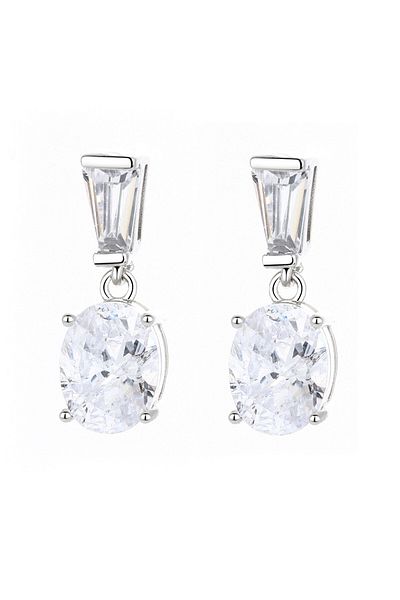 delis Cercei Argint 925, Jw797, Model Zirconiu Alb, Placati Cu Rodiu