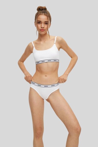Hugo Boss 3'lü Paket Şerit Kadın Tanga Beyaz