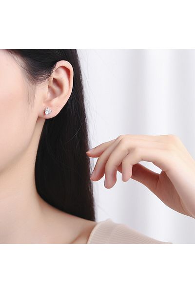 delis Cercei Argint 925, Jw720, Model Inima Cu Zirconiu, Placati Cu Rodiu