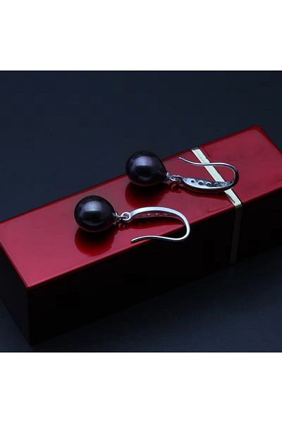 delis 925 Silver Earrings, Jw1127, Black Pearl Model, Rhodium Plated