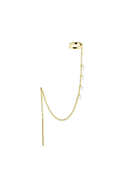 delis Cercel Ear Cuff cu Lanț Lung din Argint 925, Placat cu Aur, Stil Modern