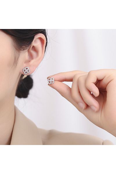 delis Cercei Argint 925, Jw723, Model Floare, Placati Cu Rodiu
