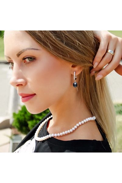 delis Cercei Argint 925, Jw1110, Model Elegant Cu Perla Alba, Placati Cu Rodiu