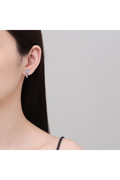 delis Cercei Argint 925, Jw1266, Model Floare, Placati Cu Rodiu