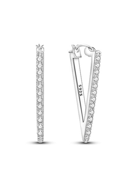 delis Cercei Tortițe Triunghiulare din Argint 925, Placate cu Rodiu, Bijuteri...