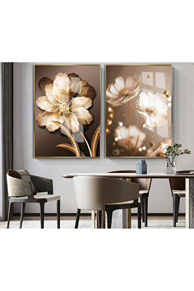 Harikabirev HARİKABİREV |   Cremă moale maro-aurie combinată cu flori (Blosso...