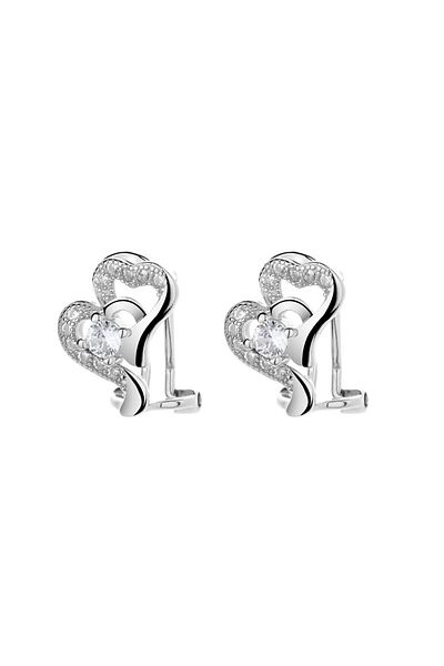 delis Cercei Argint 925, Jw802, Model Inima, Placati Cu Rodiu