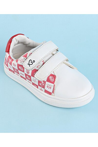 Babyoye Babyoye Casual Shoes with Velcro Closure Sea Life Theme Print - Red & White