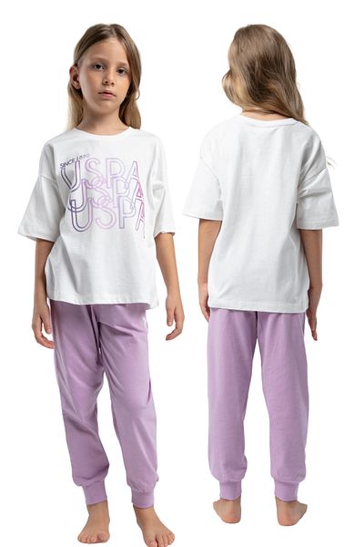 U.S. Polo Assn. U.S. Polo Girl's Crew Neck Short Sleeve Elastic Leg Double Suit Vr.U.S.D20.Kç63.Y.11