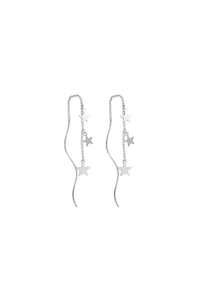 delis Cercei Lungi Argint 925, Jw1073, Model Cu Stelute, Placati Cu Rodiu
