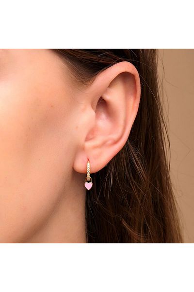 delis 925 Silver Earrings, Jw1047, Purple Heart Pattern, Gold Plated