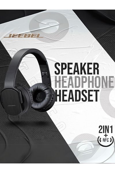 Jeebel | Wireless Bluetooth Headphone & Dual Speakers, 14H Playtime, Bass, Twist-Out Feature|Black
