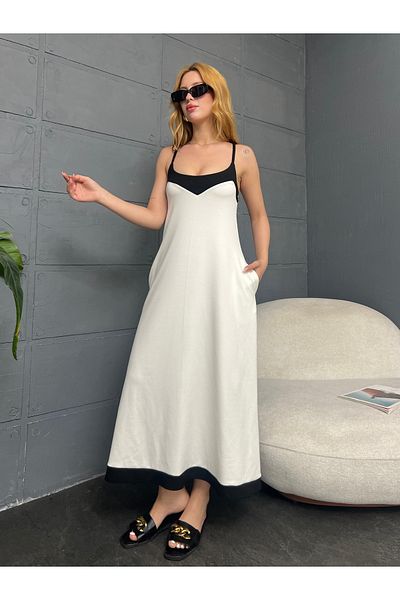 badibadii Rochie midi cu bretele contrastante