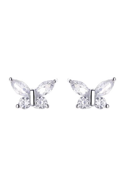 delis Cercei Argint 925, Jw858, Model Fluture Alb, Placati Cu Rodiu