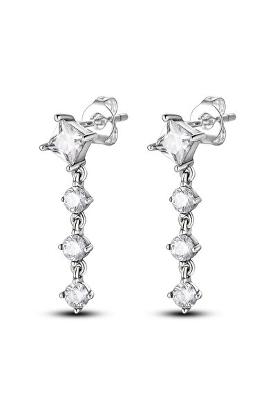 delis Κομψά σκουλαρίκια από ασήμι 925, επιπλατινωμένα με ρόδιο, βραδινά κοσμή...