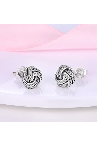 delis Σκουλαρίκια κόμπος από ασήμι 925, επιπλατινωμένα με ρόδιο, κλασικά κοσμήματα, σύμβολο δεσμού