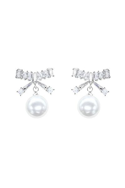delis Cercei Argint 925, Jw1105, Model Fundita Cu Perla, Placati Cu Rodiu
