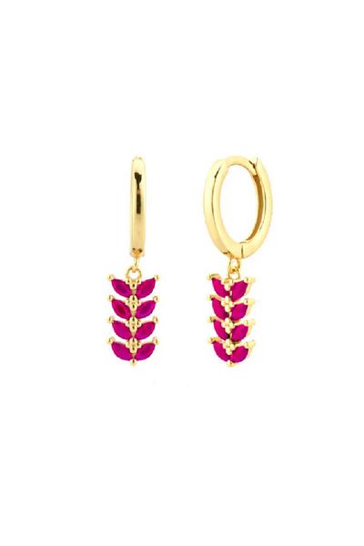 delis 925 Silver Earrings, Jw1051, Leaf Pattern, Gold Plated
