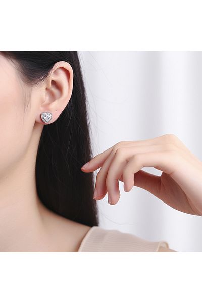 delis Cercei Argint 925, Jw804, Model Inima, Placati Cu Rodiu