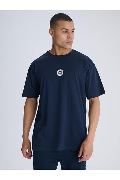 Fenerium Fenerbahçe Marineblaue Tribüne Hurra Fenerbahçe Männer Oversized tričko