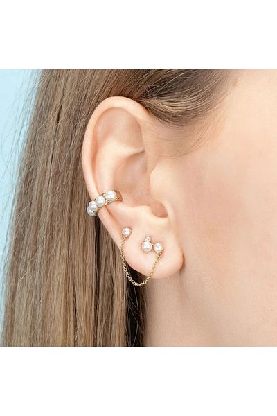 delis 925 Silver Earrings, Jw1123, Pearl Pattern, Rhodium Plated