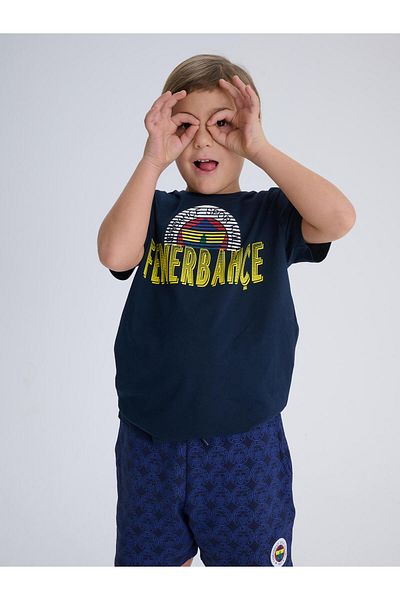 Fenerium Fenerbahçe Marineblau Logo Tribune Kinder-T-Shirt