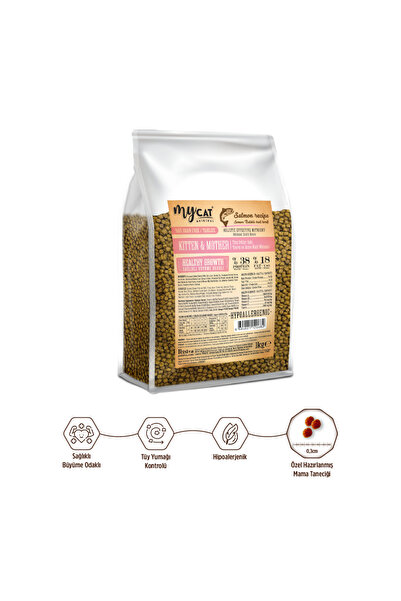 My Cat MyCat Original Az Tahıllı Somon Balıklı Yavru ve Anne Kuru Kedi Maması...