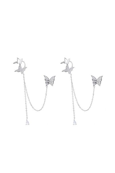 delis Cercei Argint 925, Jw808, Model Fluture, Placati Cu Rodiu