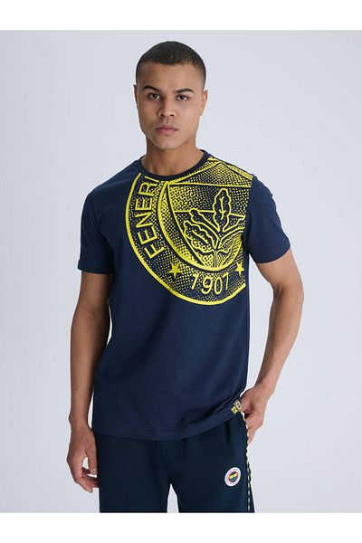 Fenerium Fenerbahçe Marineblau Halbton-Logo Tribune Herren-T-Shirt