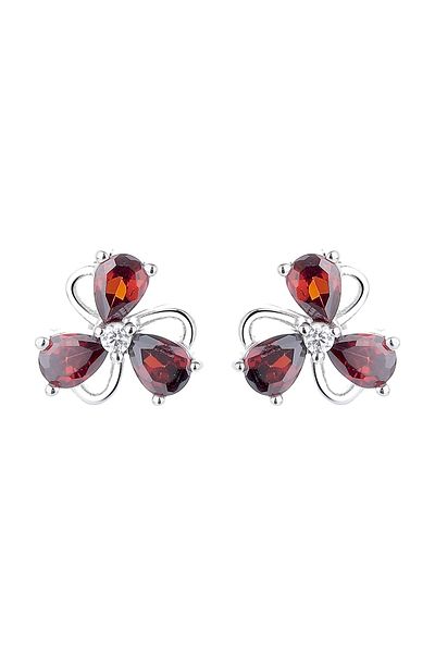 delis 925 Silver Earrings, Jw1264, Flower Pattern, Rhodium Plated