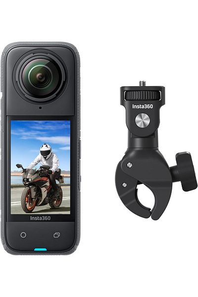 Insta360 X4 Motorcycle Handlebar Bundle - Waterproof 8K 360 Action Camera, 4K Wide-Angle Video, Invi