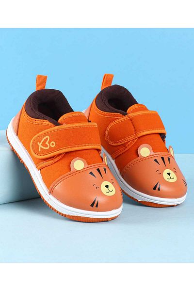 Babyoye Babyoye Velcro Closure with Tiger Face Print Casual Shoes - Orange
