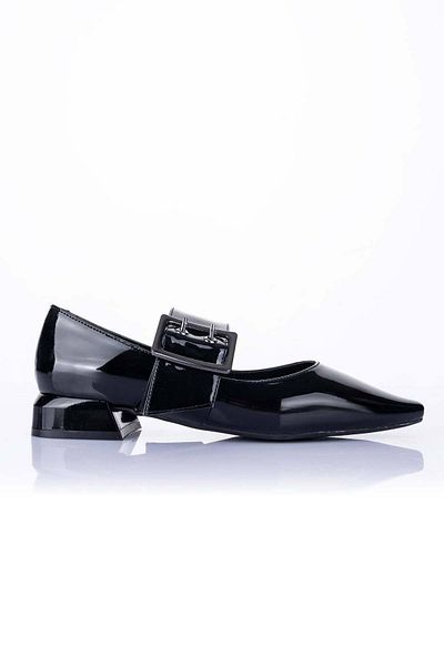 Getcho Devan Women's Patent Leather Black Ballerina Shoes