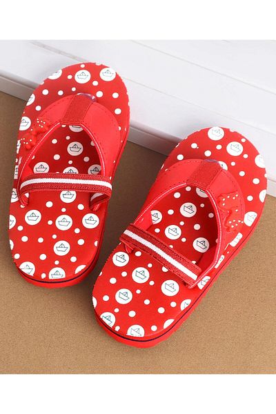Cute Walk by Babyhug Cute Walk by Babyhug Back Strap Closure Boat Graphic Flip Flops - Red