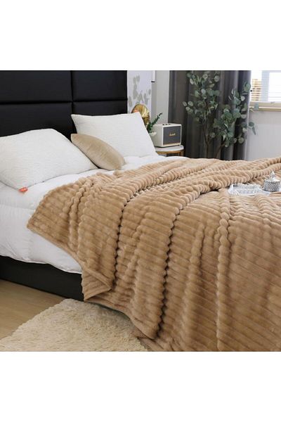 OEM Cocolino blanket, for double bed, Uni, 2 persons, 200x230cm, Light Brown