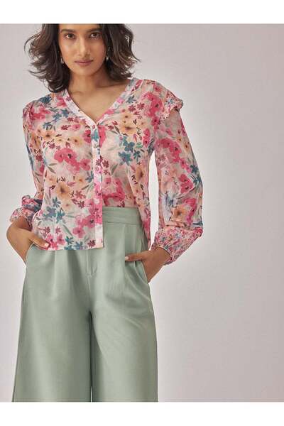 The Label Life بلوزة شيفون مزينة بالزهور