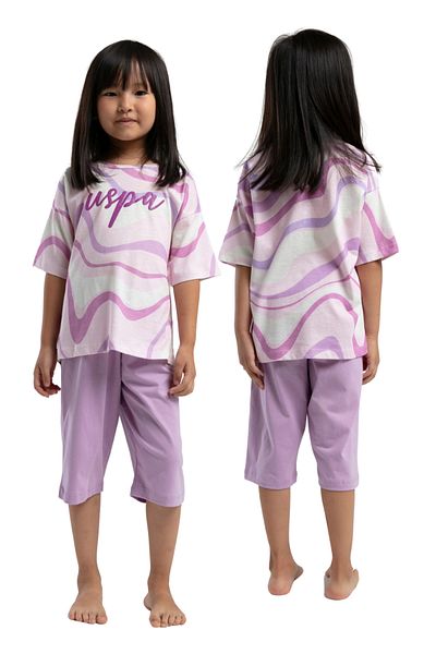 U.S. Polo Assn. U.S. Polo Girl's Crew Neck Short Sleeve Two-Piece Suit with Bermuda Shorts Vr.U.S.D20.Kç62.Y.11
