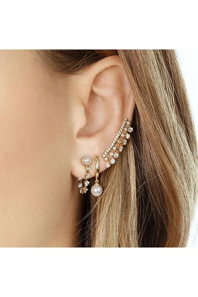 delis Cercei Argint 925, Jw1103, Model Perla, Placati Cu Rodiu