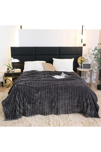 OEM Cocolino Blanket, for double bed, Uni, 2 persons, 200x230cm, Dark Grey