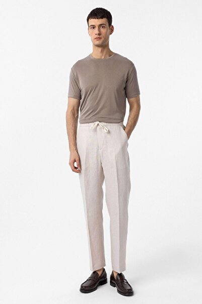 Antioch Beige Regular Fit Modal Technical Fabric Men's T-Shirt