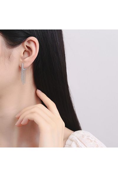 delis Long Earrings 925 Silver, Jw857, Elegant Model, Rhodium Plated