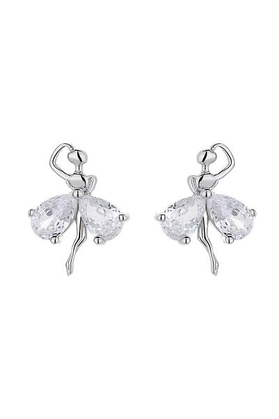 delis Cercei Argint 925, Jw849, Model Balerina, Placati Cu Rodiu