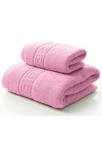 OEM Set of 2 Bath Towels 100% Cotton, thickness 500 gr/sqm, 50X90 cm, 70x140 cm, Pink