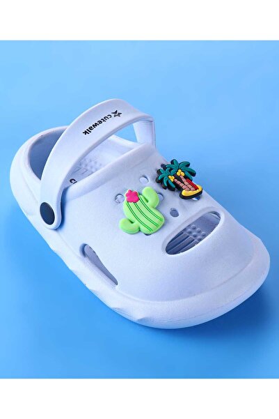 Cute Walk by Babyhug Cute Walk by Babyhug Clogs with Cactus & Palm Trees Charms - Light Blue